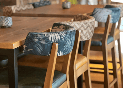 Interior of a restaurant featuring contract furniture and fixed seating for an elegant look, enhancing the character of this countryside gastropub.