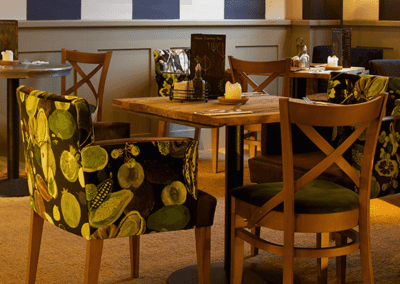 Pub interior featuring contract furniture and bespoke fixed seating.