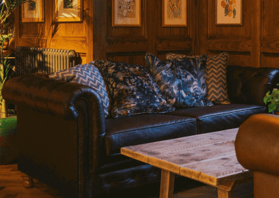 Interior of a restaurant featuring contract furniture and fixed seating for an elegant look, enhancing the character of this countryside gastropub.