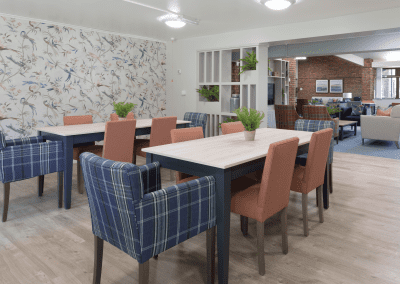 Interior of a supported housing home, featuring practical yet inviting contract furniture for independent and retirement living.