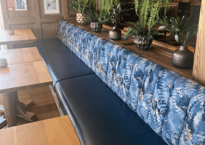 Interior of a restaurant featuring contract furniture and fixed seating for an elegant look, enhancing the character of this countryside gastropub.