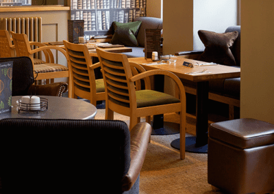 Pub interior featuring contract furniture and bespoke fixed seating.