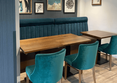Bespoke restaurant and lounge furniture in bright tones, rich textures and contemporary style for a warm and welcoming guest experience.
