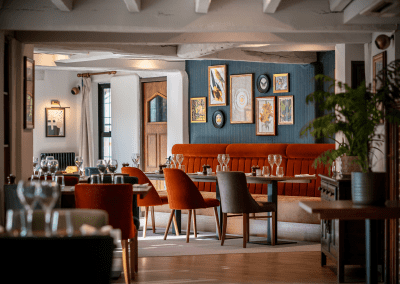 Bespoke restaurant and lounge furniture in bright tones, rich textures and contemporary style for a warm and welcoming guest experience.