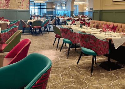 Bespoke hotel furniture featuring bright tones, durable finishes, and welcoming style for guests.