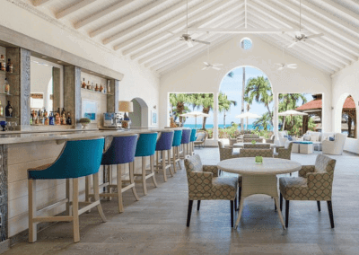 Handcrafted bespoke furniture supplied to Blue Waters Hotel, Antigua, showcasing British design, quality, and craftsmanship in a Caribbean setting.