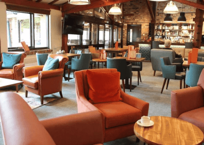 Contract hotel furniture in bar, lounge, and dining areas at Middletons Hotel York, showcasing style, comfort, and quality.