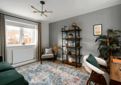 Interiors of Cameron Homes show homes featuring bespoke curtains and blinds by Jameson Seating, complementing family-friendly, modern living spaces.