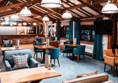 Contract hotel furniture in bar, lounge, and dining areas at Middletons Hotel York, showcasing style, comfort, and quality.