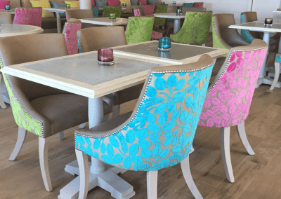 Handcrafted bespoke furniture supplied to Blue Waters Hotel, Antigua, showcasing British design, quality, and craftsmanship in a Caribbean setting.