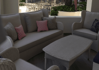 Handcrafted bespoke furniture supplied to a hotel in Antigua, showcasing British design, quality, and craftsmanship in a Caribbean setting.