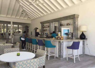 Handcrafted bespoke furniture supplied to a hotel in Antigua, showcasing British design, quality, and craftsmanship in a Caribbean setting.