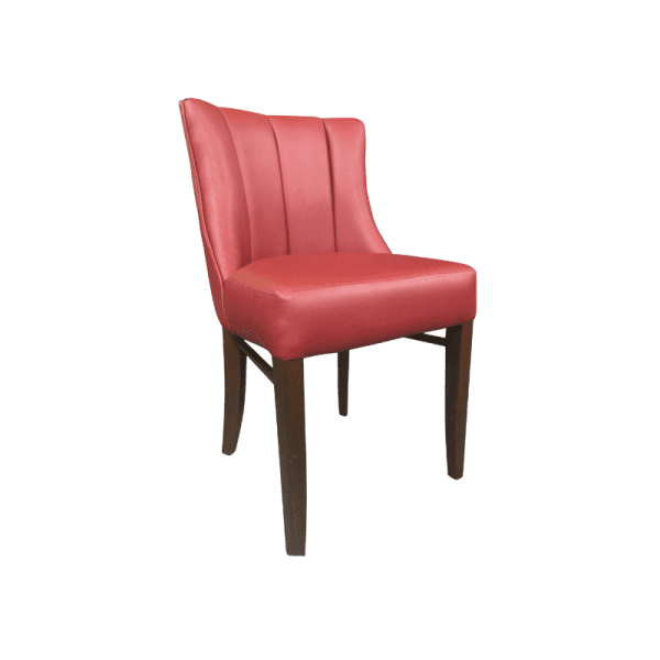 An image of a dining chair showing its frame, seat and backrest.