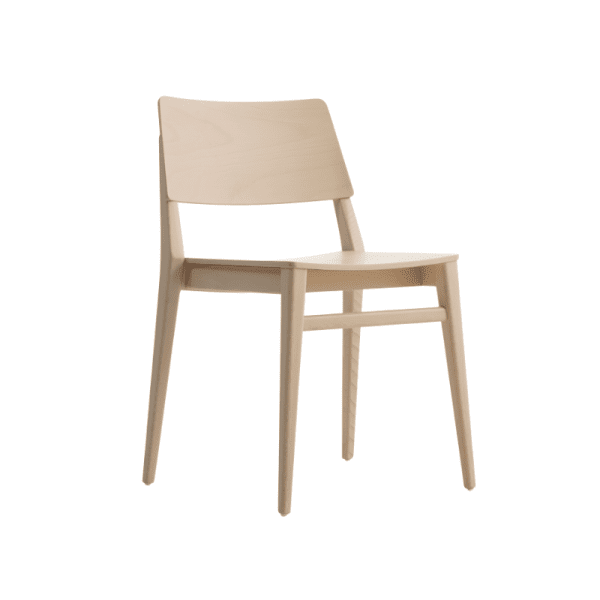 An image of a dining chair showing its frame, seat and backrest.
