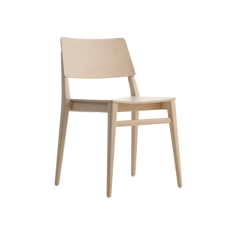 An image of a dining chair showing its frame, seat and backrest.