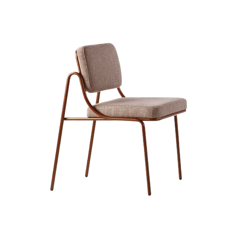 An image of a dining chair showing its frame, seat and backrest.