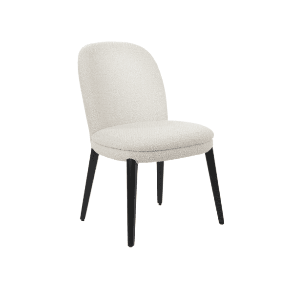 An image of a dining chair showing its frame, seat and backrest.