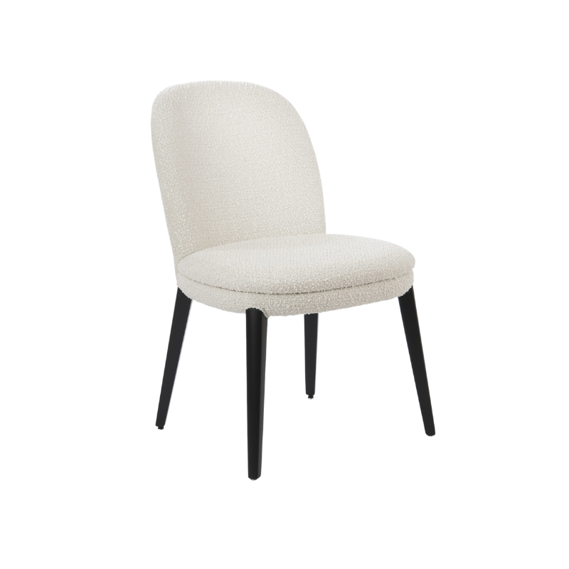 An image of a dining chair showing its frame, seat and backrest.