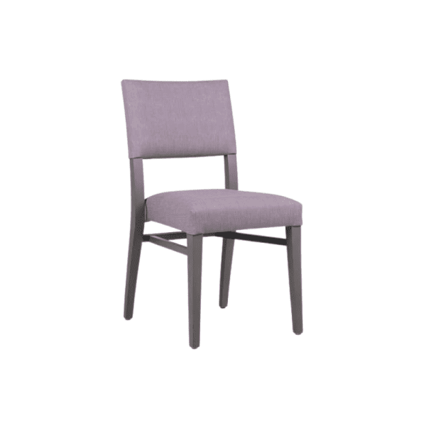 An image of a dining chair showing its frame, seat and backrest.