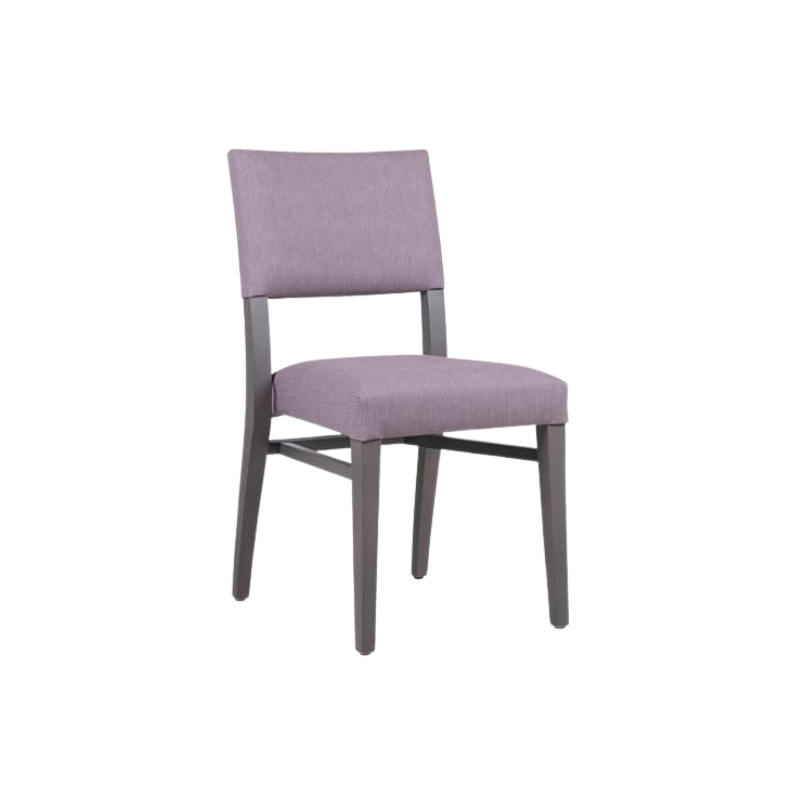 An image of a dining chair showing its frame, seat and backrest.