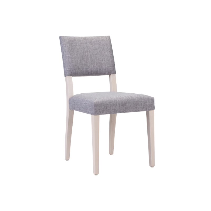 An image of a dining chair showing its frame, seat and backrest.