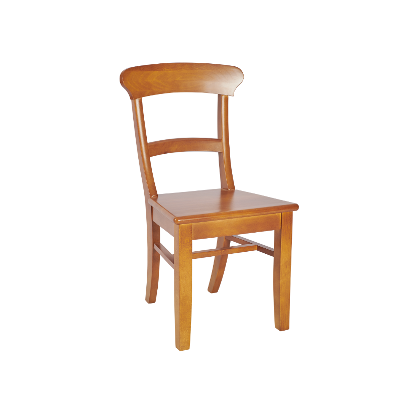 An image of a dining chair showing its frame, seat and backrest.